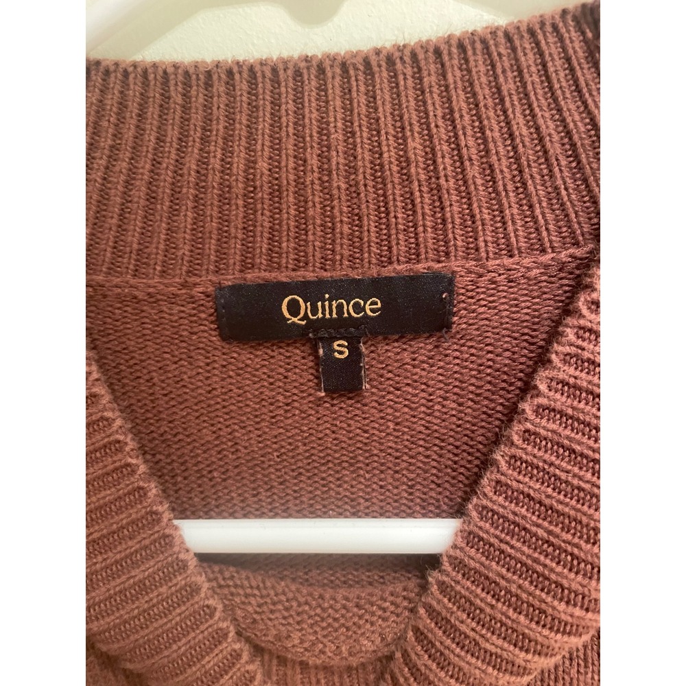 Quince Organic Cotton Raglan Crewneck Sweater Terracotta Brown Small - Picture 2 of 5